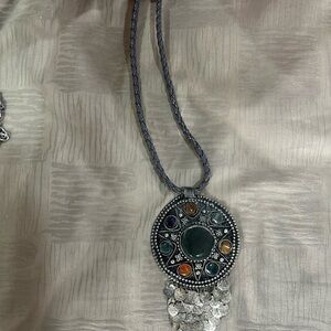 Elegant Silver and Blue Pendant Necklace